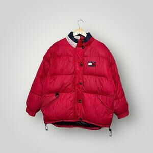Vintage Tommy Hilfiger Red Puffer Jacket Size L Women’s